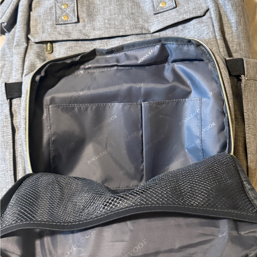 LOVEVOOK Gray Diaper Bag Backpack Large Travel Baby Bag Multi Pocket Minimalist - Picture 11 of 16